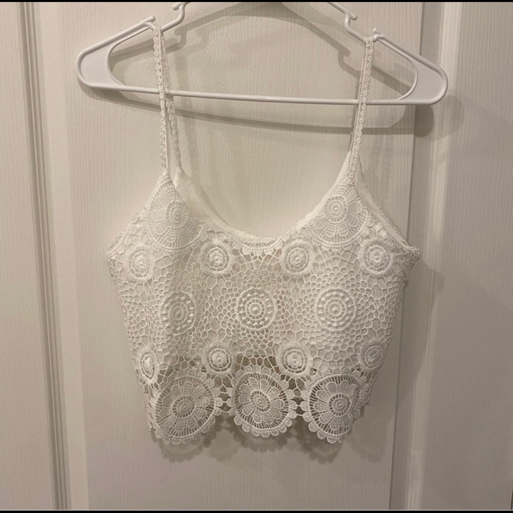 White lace crop top